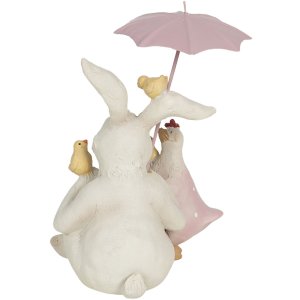 Decoration rabbit with umbrella 12x11x16 cm multicoloured  6PR3190