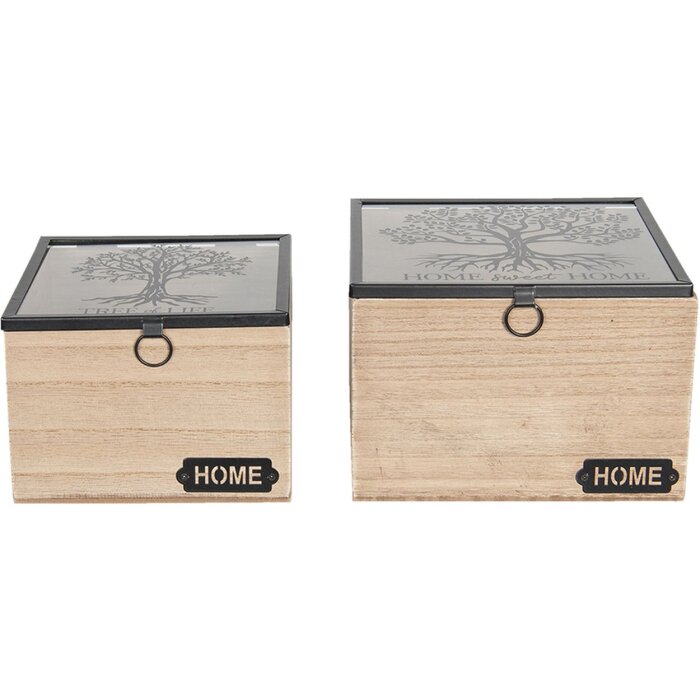 Wooden storage box  18x18x12 - 15x15x11 cm (2 pcs) brown 6H1936