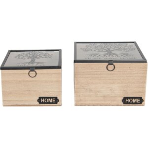 Wooden storage box  18x18x12 - 15x15x11 cm (2 pcs) brown...