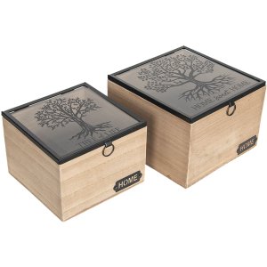 Wooden storage box  18x18x12 - 15x15x11 cm (2 pcs) brown 6H1936