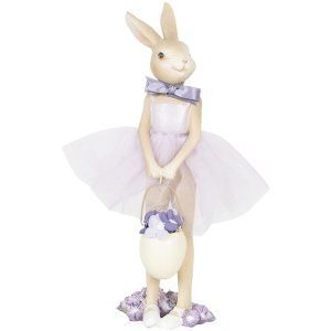 Decoration rabbit girl 8x8x25 cm purple 6PR3124