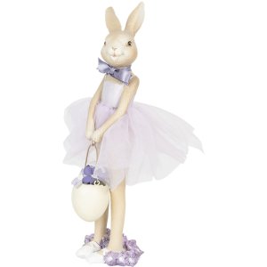 Decoration rabbit girl 8x8x25 cm purple 6PR3124