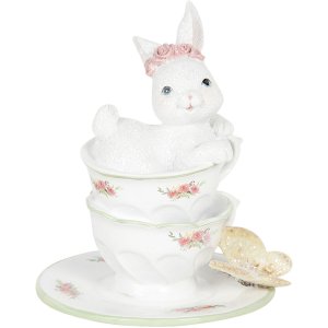 Decoration rabbit in cup 12x12x15 cm multicoloured  6PR3139