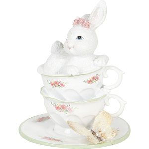 Decoration rabbit in cup 12x12x15 cm multicoloured  6PR3139