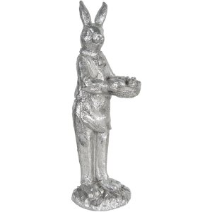 Decoration rabbit 13x11x33 cm silver 6PR3092ZI