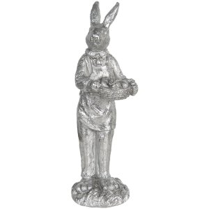 Decoration rabbit 13x11x33 cm silver 6PR3092ZI