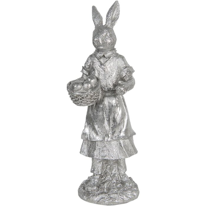 Decoration rabbit 13x12x34 cm silver 6PR3093ZI