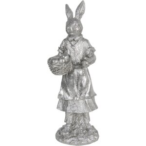 Decoration rabbit 13x12x34 cm silver 6PR3093ZI