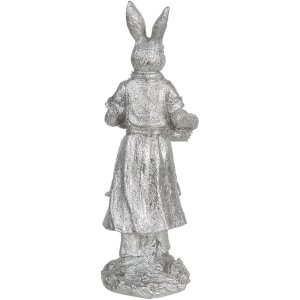 Decoration rabbit 13x12x34 cm silver 6PR3093ZI