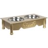 Animal food bowl 41x22x12 cm / 2x0.5L gold 6H0769GO