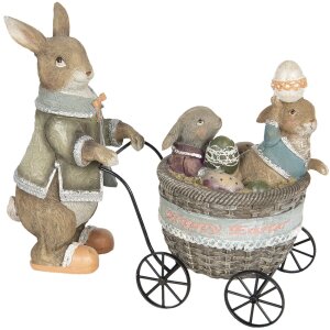 Decoration rabbits 21x8x11 cm brown 6PR2334