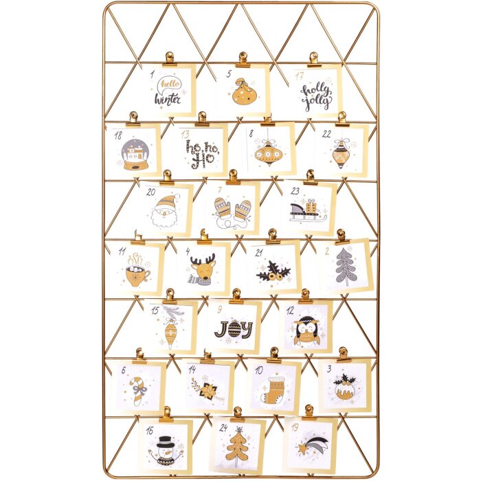 Advent calendar metal gold 40x70 cm