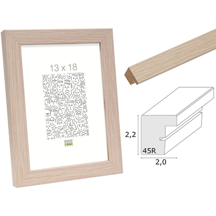 Wooden frame S45RJ1AR light oak anti-reflective glass