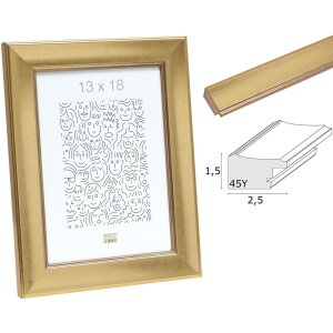 Wooden frame S45YA1 gold normal or anti-reflective glass