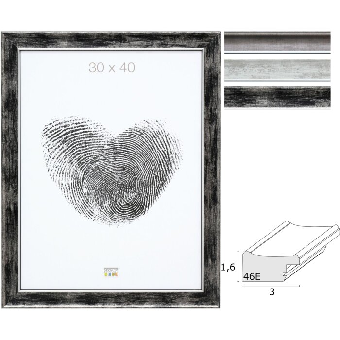 Wooden frame S46E silver edge anti-reflex glass