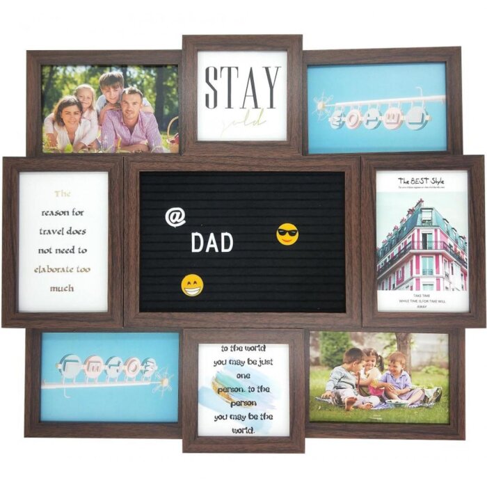 Letterboard with photo gallery 8 photos brown