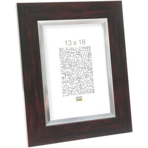 Plastic frame S41N mahogany 13x18 cm premium glass