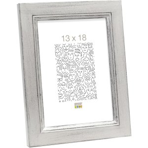 Wooden frame S42L silver 15x20 cm Premium glass