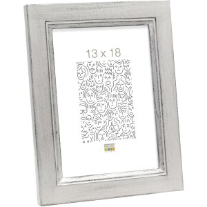 Wooden frame S42L silver 18x24 cm Premium glass