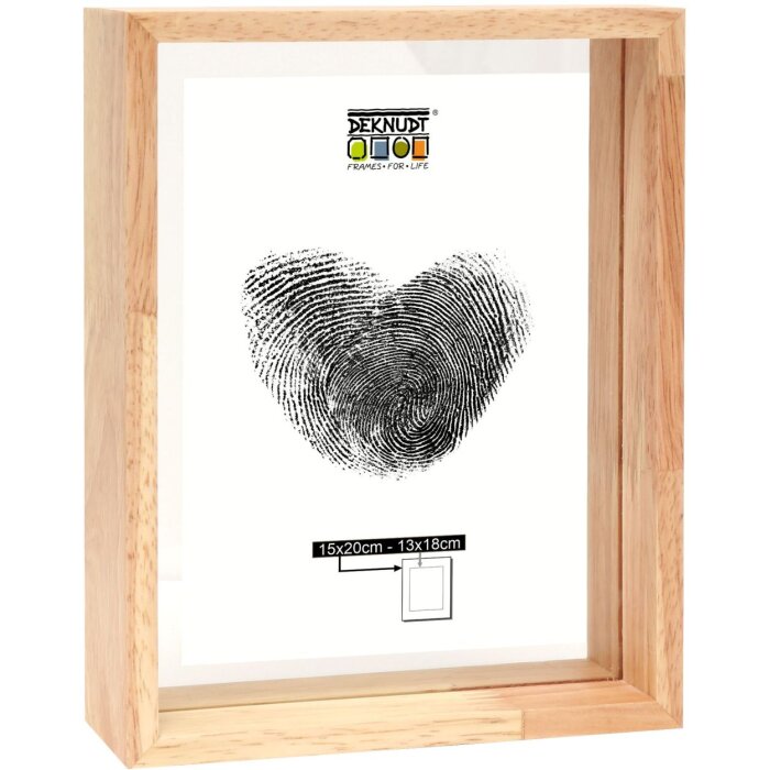 Glass frame with wooden edge natural 25x25 cm glass passepartout