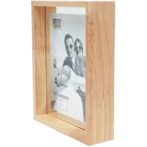 Glass frame with wooden edge natural 25x25 cm glass passepartout