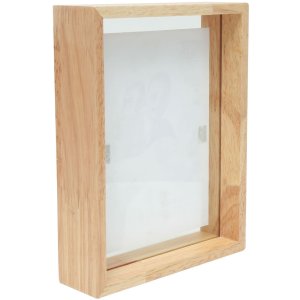 Glass frame with wooden edge natural 25x25 cm glass passepartout