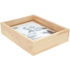 Glass frame with wooden edge natural 25x25 cm glass passepartout