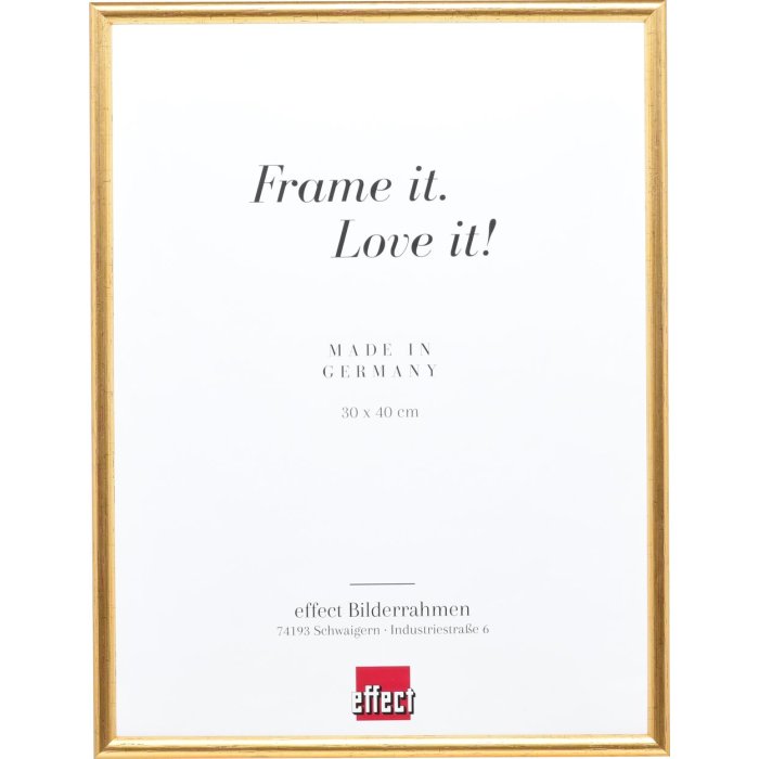 Effect solid wood frame profile 20 gold 10x10 cm museum glass