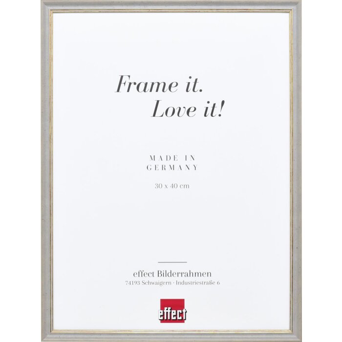 Effect solid wood frame Profile 25 grey 18x24 cm Museum glass