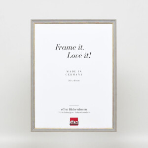 Effect solid wood frame Profile 25 grey 18x24 cm Museum glass