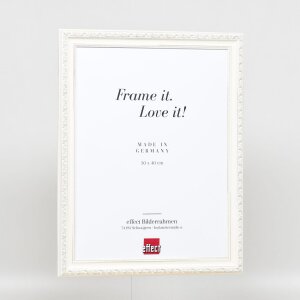 Effect Wooden Baroque Frame Profile 37 white 18x32 cm Museum Glass