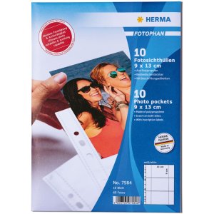 HERMA 10 photo sleeves  9x13cm horizontal white