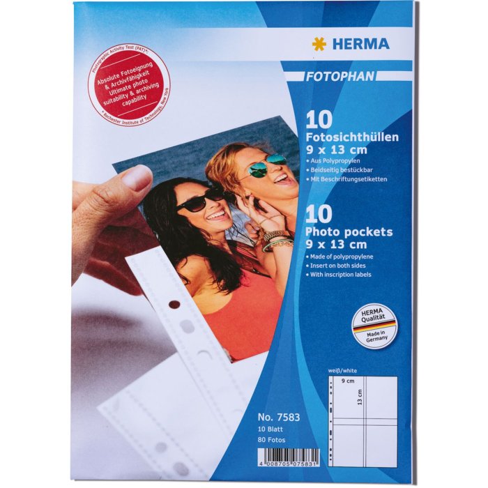 HERMA 10 photo sleeves 9x13cm vertical