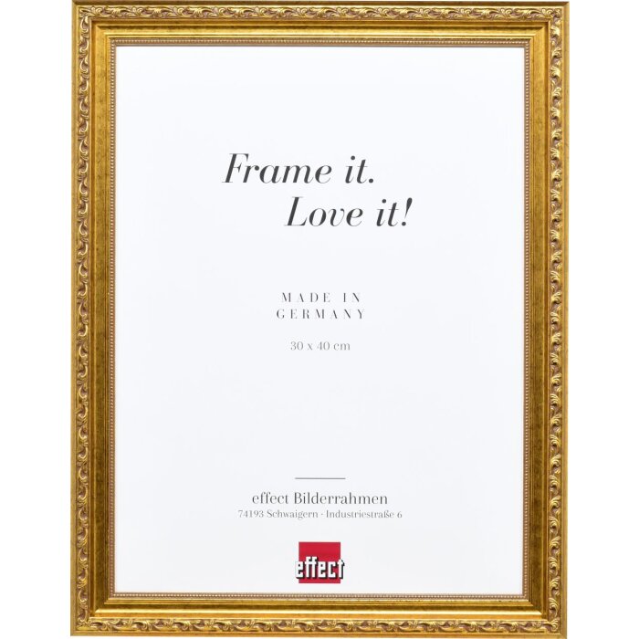 Effect Wooden Baroque Frame Profile 37 antique gold 40x60 cm museum glass