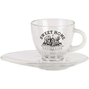 Cup and saucer transparent 10x8x8 - 17x10x2 cm - 230 ml...