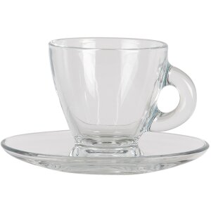 Cup and saucer transparent 8x6x6 - 11x10x2 cm - 85 ml...