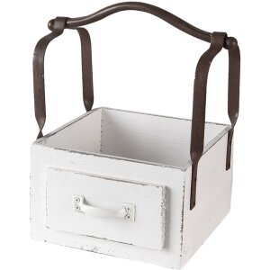 Wooden basket white 24x19x28 cm 6H1915W