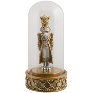 Glass cover with nutcracker gold Ø 12x24 cm LED...