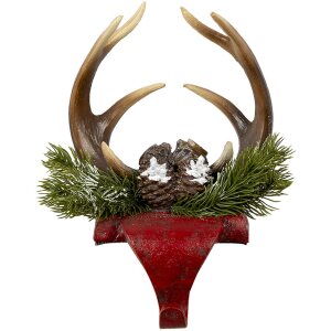 Stocking hanger antlers multicolored 18x24x15 cm 6PR3421