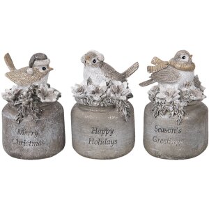 Decoration bird LED gray 7x6x10 cm 6PR3468