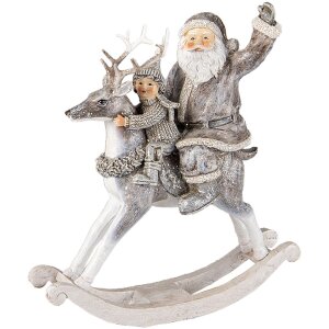 Decoration Santa on rocking horse gray 20x7x22 cm 6PR3475