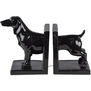 Bookend (set 2 pcs.) dog black 25x9x15 cm 6PR4623