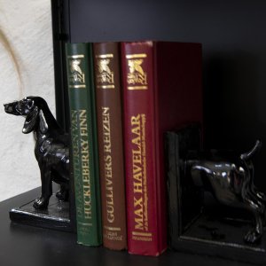 Bookend (set 2 pcs.) dog black 25x9x15 cm 6PR4623