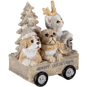 Decoration animals in cart multicolored 9x7x11 cm 6PR4636