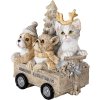 Decoration animals in cart multicolored 9x7x11 cm 6PR4636