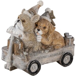 Decoration dogs in cart multicolored 10x6x9 cm 6PR4637