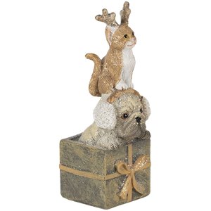 Decoration dog and cat multicolored 5x5x13 cm 6PR4642