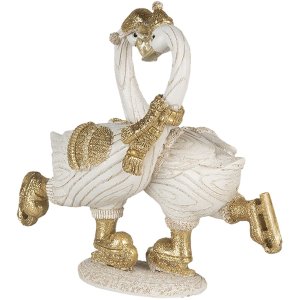 Decoration swans white 18x8x17 cm 6PR4686