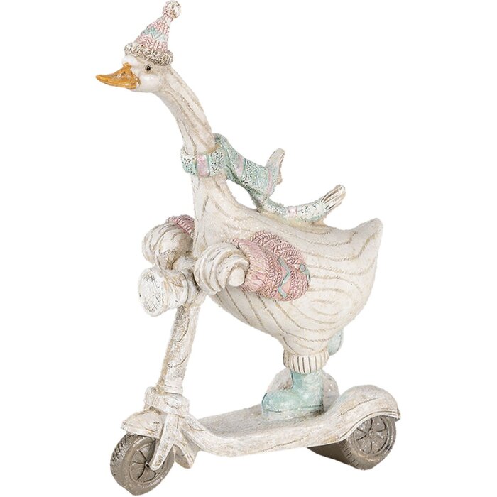 Decoration goose on scooter white 14x6x19 cm 6PR4688