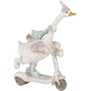 Decoration goose on scooter white 14x6x19 cm 6PR4688